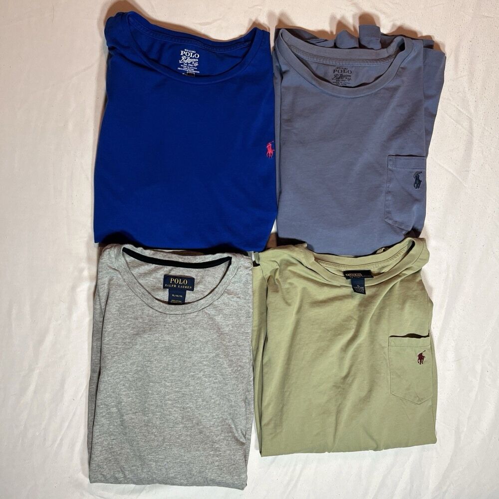 Lot of 4 Polo Ralph Lauren Men's sz XL Crew Neck T-Shirts Pony 3 Short 1 Long